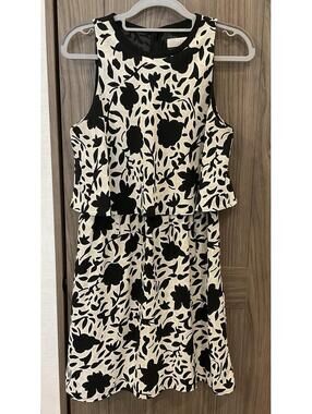 Loft Ann Taylor Womens Sleeveless Beige/black ZIP Back Dress Size 4